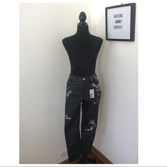 TOPSHOP SCRIBBLE COATED SKINNY JEANS - Picture 3 of 8